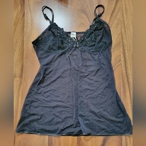 EUC Black embellished lace sheer chemise